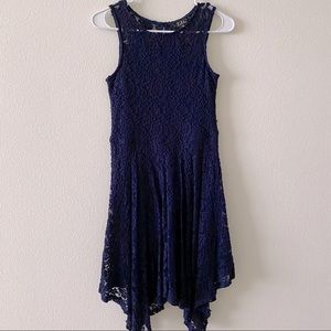 High neck navy blue laced dress